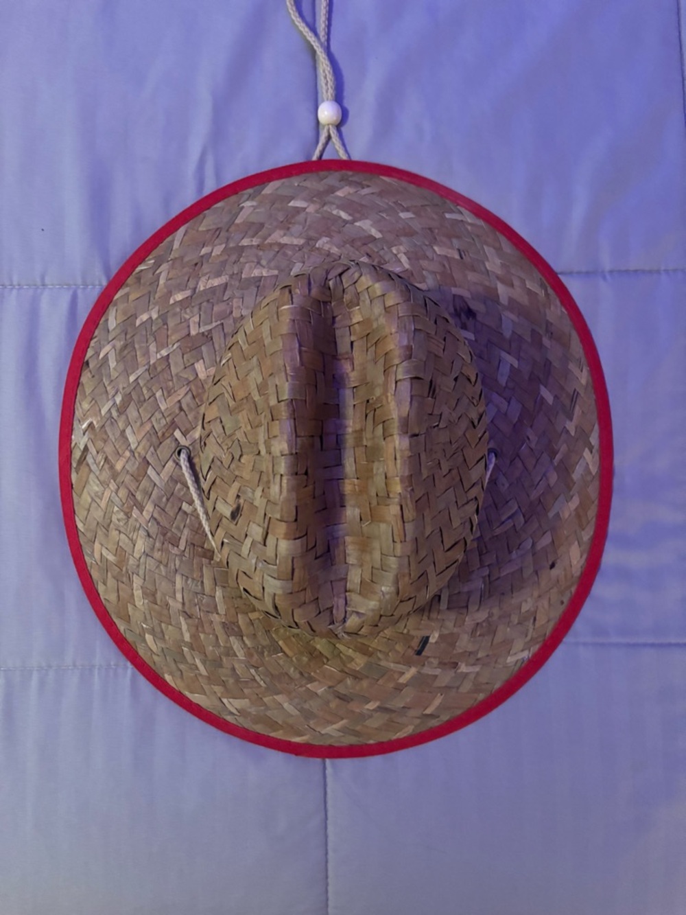 Woven Straw Sun Hat with Red Trim